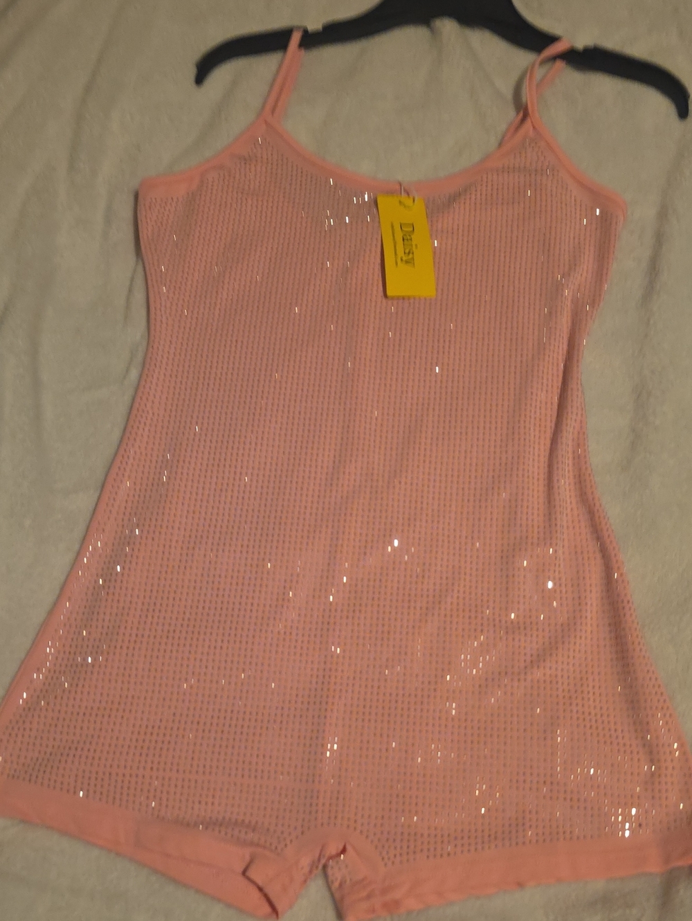 Sequin Pink Men’s Cami Romper - Lightweight Sparkle